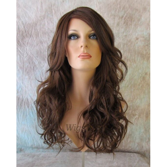 GABBY | Brown Strawberry Auburn Long Wig Barrel Curls Skin Part HEAT OK 