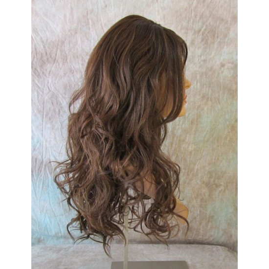 GABBY | Brown Strawberry Auburn Long Wig Barrel Curls Skin Part HEAT OK 