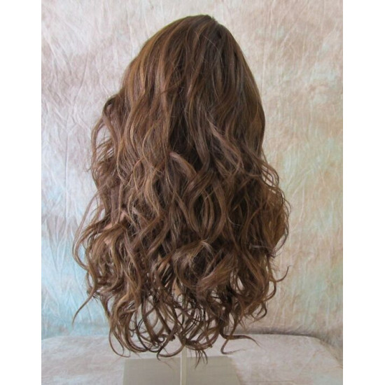GABBY | Brown Strawberry Auburn Long Wig Barrel Curls Skin Part HEAT OK 
