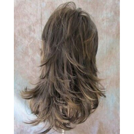 Tarah | Medium Brown Mix Long Wig Choppy Layers Motion Volume Bangs | Adora