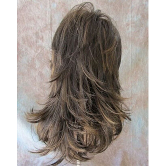 Tarah | Medium Brown Mix Long Wig Choppy Layers Motion Volume Bangs | Adora