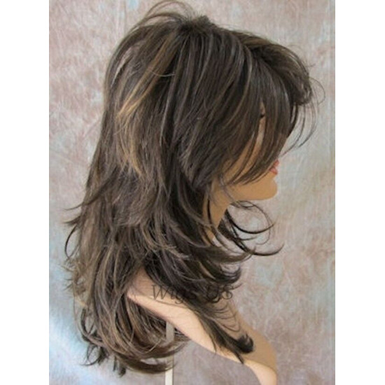 Tarah | Medium Brown Mix Long Wig Choppy Layers Motion Volume Bangs | Adora
