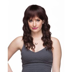 HS BROOKLYN | Black Auburn Wig Body Wave Bangs Heat OK T1B/33 