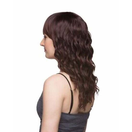 HS BROOKLYN | Black Auburn Wig Body Wave Bangs Heat OK T1B/33 