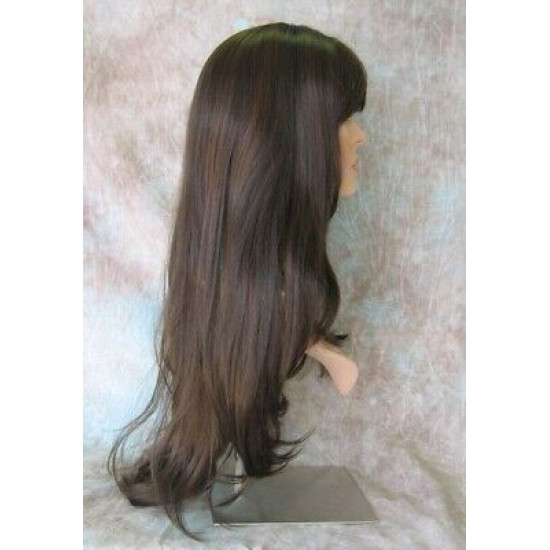 ROSEMARY | Dark Brown Auburn Mix Long Layered Wig Bangs Skin Part 