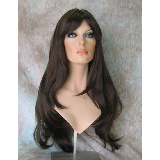 ROSEMARY | Dark Brown Auburn Mix Long Layered Wig Bangs Skin Part 