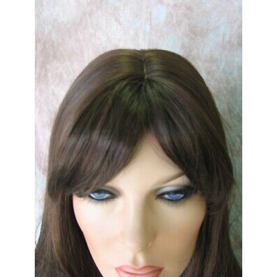ROSEMARY | Dark Brown Auburn Mix Long Layered Wig Bangs Skin Part 