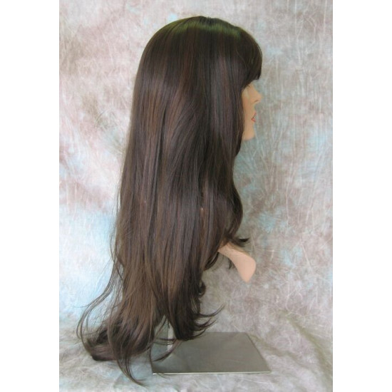 ROSEMARY | Dark Brown Auburn Mix Long Layered Wig Bangs Skin Part 