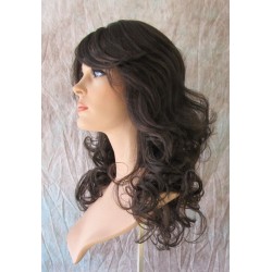 BLISS | Dark Brown Long Wig Barrel Curls Bangs Skin Part