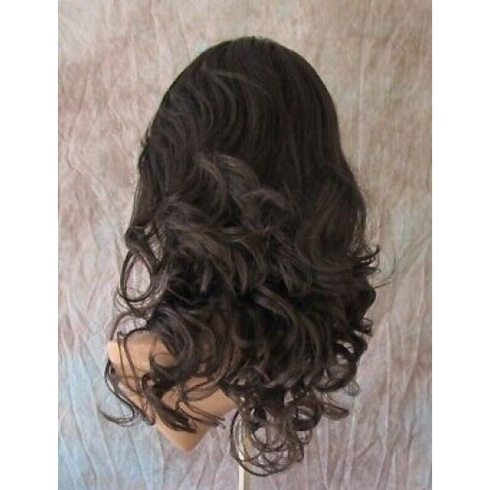 BLISS | Dark Brown Long Wig Barrel Curls Bangs Skin Part
