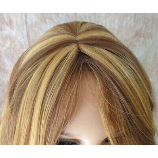 GABBY | Medium Brown Mix Long Wig Barrel Curls Skin Part HEAT OK Wigs