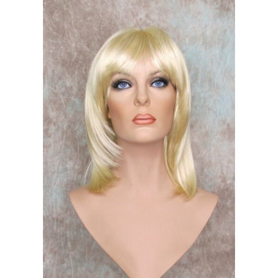 CHEYENNE | Light Blonde Medium Wig Beveled Face Frame Layers Skin Part Bangs 