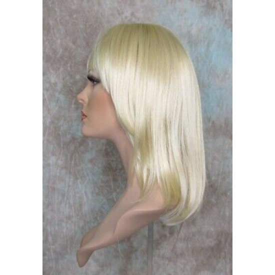 CHEYENNE | Light Blonde Medium Wig Beveled Face Frame Layers Skin Part Bangs 