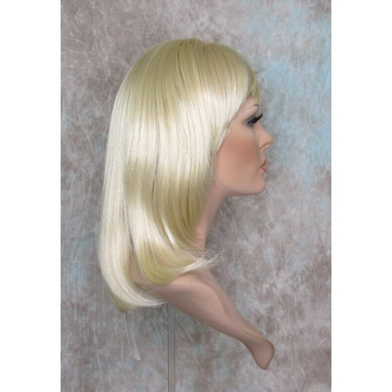CHEYENNE | Light Blonde Medium Wig Beveled Face Frame Layers Skin Part Bangs 