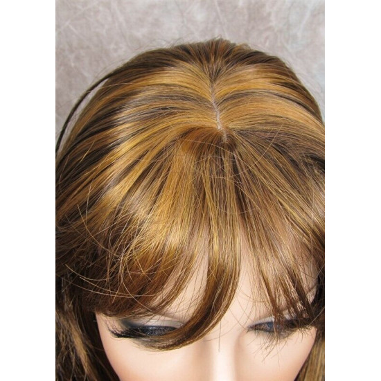 NATALIE B | 3 Tone Brown Auburn Long Wig Layers 26" Wavy Full Skin Top Bangs 