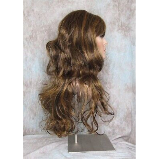 NATALIE B | 3 Tone Brown Auburn Long Wig Layers 26" Wavy Full Skin Top Bangs 