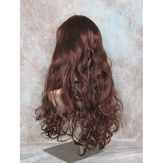 ANDREA | Dark Auburn Long Wig Long Curls Skin Part Bangs 24" 