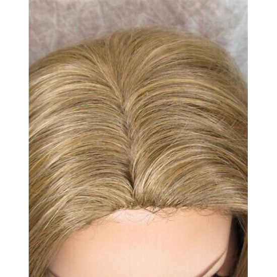 ANGELA 750 | Ash Blonde Mix Medium Wig Gentle Waves Skin Top No Bang