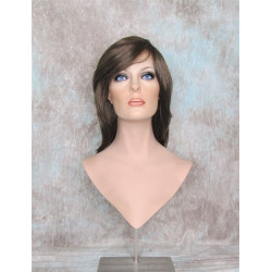 KENDALL | Chestnut Brown Medium Wig Layers Shag Bangs Simulated Part 