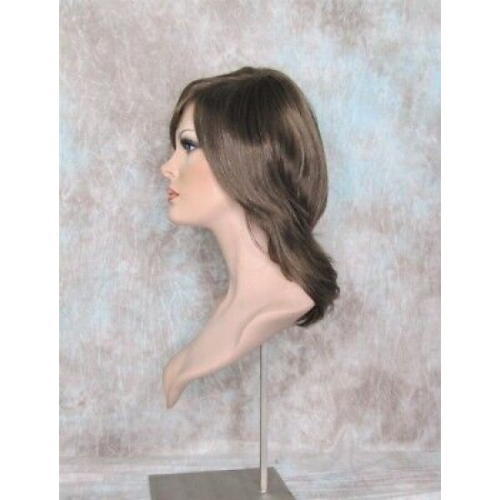 KENDALL | Chestnut Brown Medium Wig Layers Shag Bangs Simulated Part 
