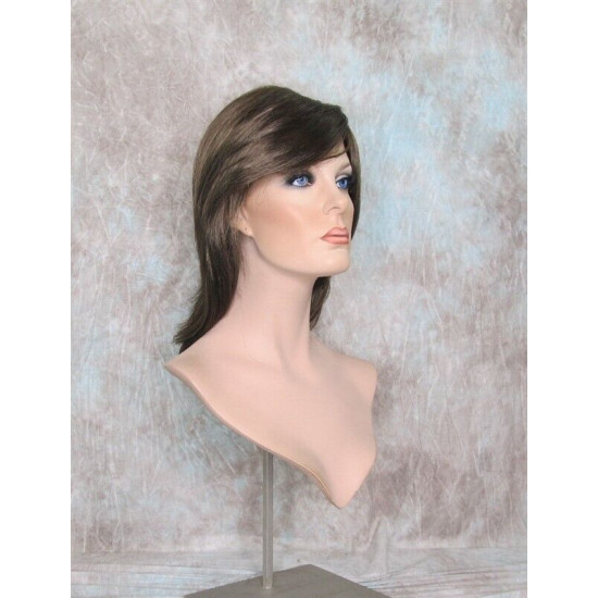 KENDALL | Chestnut Brown Medium Wig Layers Shag Bangs Simulated Part 