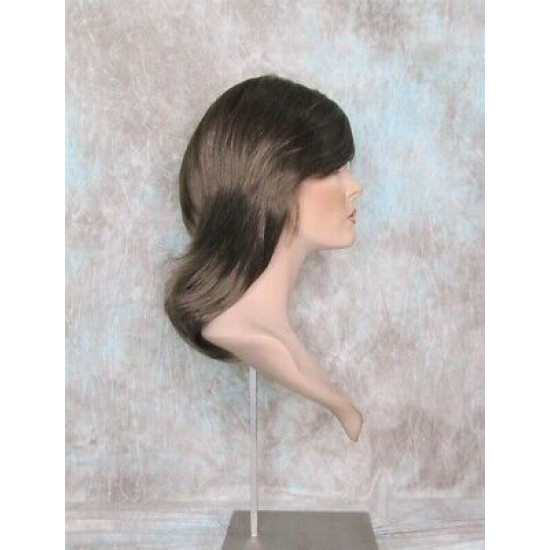 KENDALL | Chestnut Brown Medium Wig Layers Shag Bangs Simulated Part 