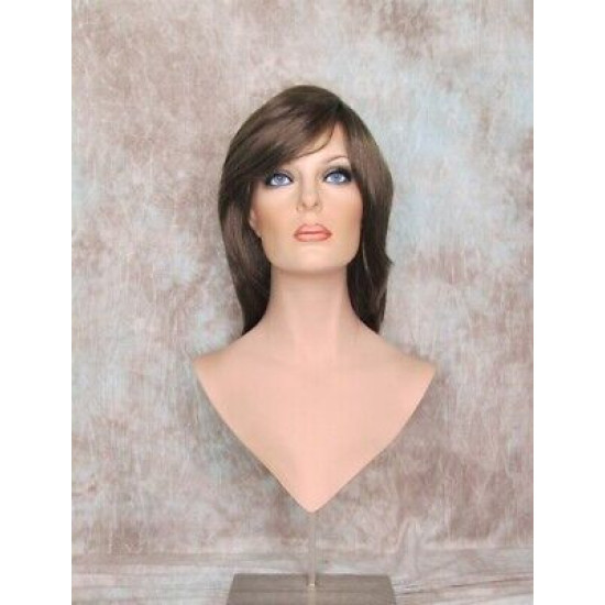 KENDALL | Chestnut Brown Medium Wig Layers Shag Bangs Simulated Part 