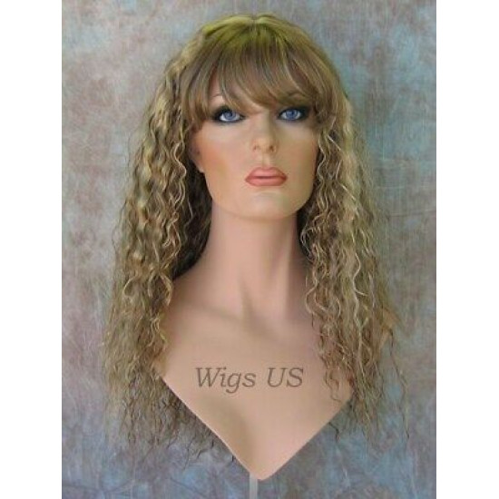 MORGAN | Light Blonde Long Wig Crimped Curl Bangs Skin Part 