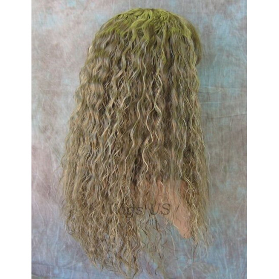 MORGAN | Light Blonde Long Wig Crimped Curl Bangs Skin Part 