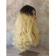 HS ALORA | Dark Root Light Blonde Long Wig HEAT OK Gentle Curls Skin Part 