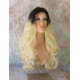 HS ALORA | Dark Root Light Blonde Long Wig HEAT OK Gentle Curls Skin Part 