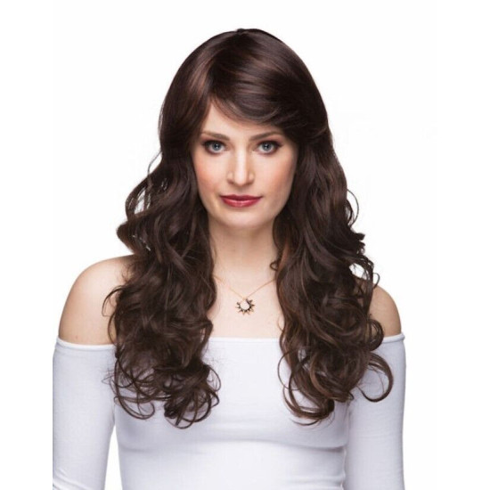 HS EVERLY | Long Wig COLOR CHOICE Heat OK Long Curls Side Swept Bangs 