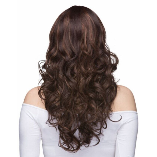 HS EVERLY | Long Wig COLOR CHOICE Heat OK Long Curls Side Swept Bangs 