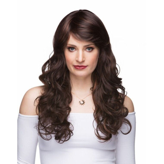 HS EVERLY | Long Wig COLOR CHOICE Heat OK Long Curls Side Swept Bangs 