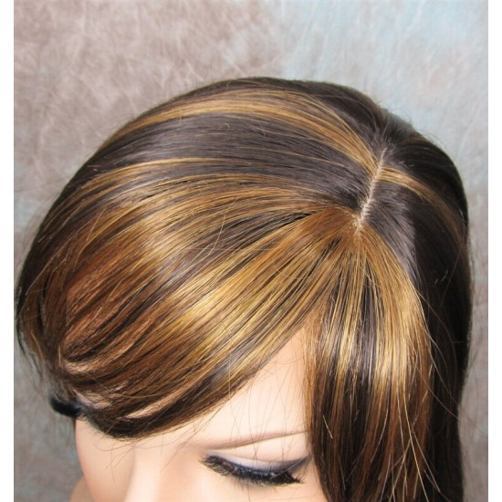 ALICIA S | Brown Strawberry Medium Wig Layered Skin Part Bangs