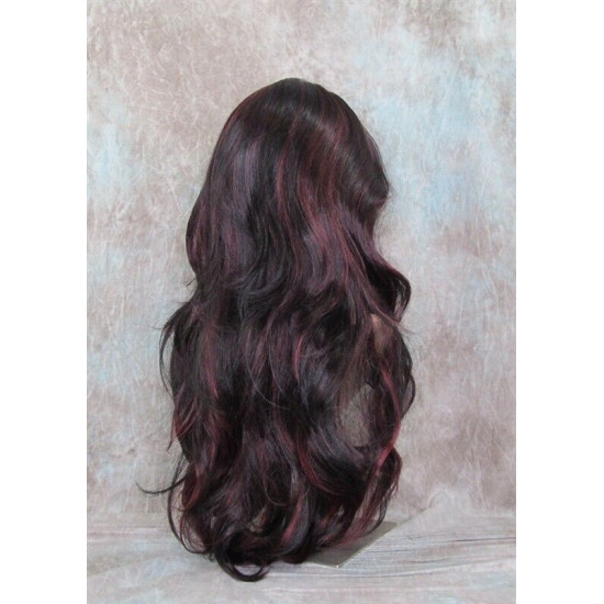 ASHANTI | Natural Black Burgundy Long Wig Layered Full Skin Top 29" 