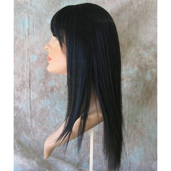 JEWEL | Black Long Wig Razor Straight Layers Bangs Skin Part Wigs 