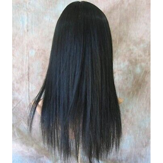 JEWEL | Black Long Wig Razor Straight Layers Bangs Skin Part Wigs 