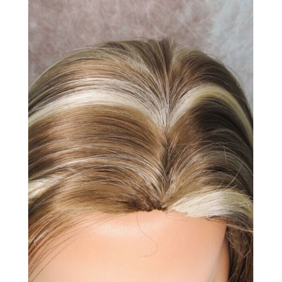 LINDA XL | Dark Ash Blonde Mix Long Layers Wig Full Skin Top 28" 