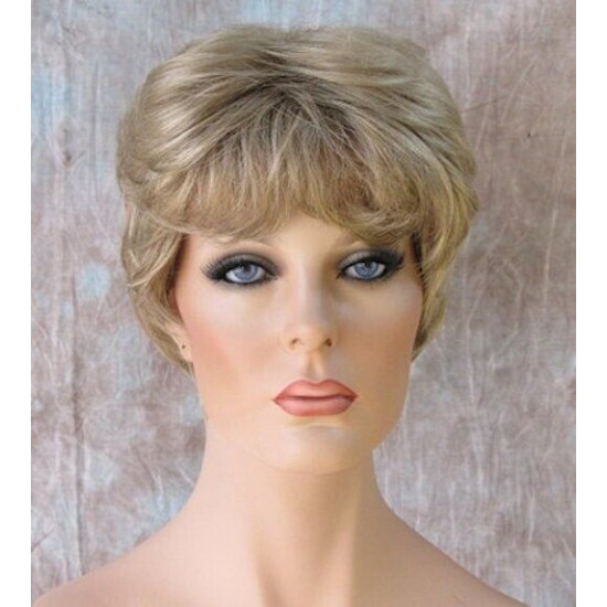 WENDY | Golden Blonde Brown Short Wig Sexy Wispy Layers Tapered Back