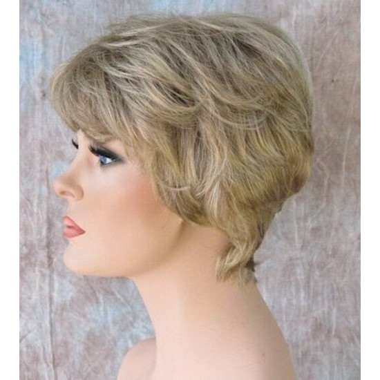 WENDY | Golden Blonde Brown Short Wig Sexy Wispy Layers Tapered Back