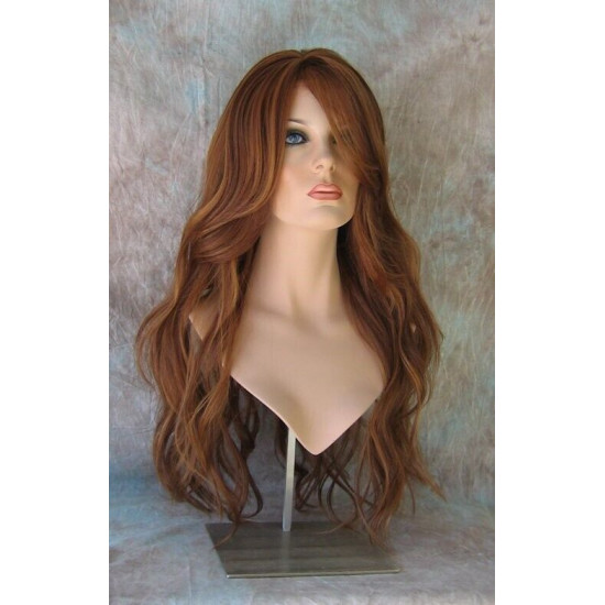 CALA | Auburn Strawberry Long Wig Heat OK 24" Layers Waves Bangs Skin Part