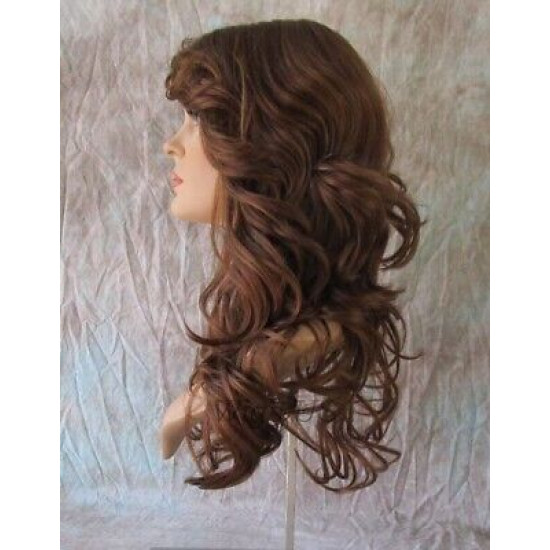 HS PHOENIX | Auburn Strawberry Long Wig Flip Ends Gentle Wave Skin Part HEAT OK 