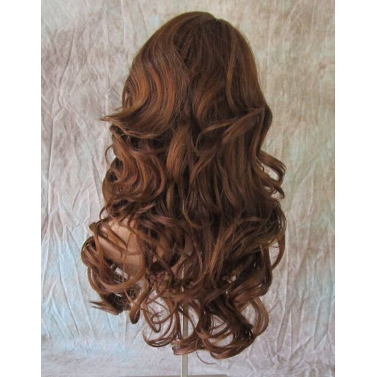 HS PHOENIX | Auburn Strawberry Long Wig Flip Ends Gentle Wave Skin Part HEAT OK 