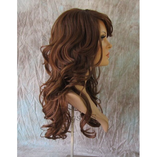 HS PHOENIX | Auburn Strawberry Long Wig Flip Ends Gentle Wave Skin Part HEAT OK 