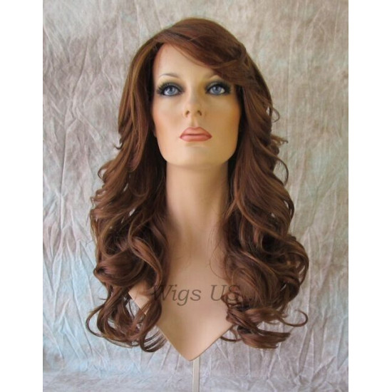 HS PHOENIX | Auburn Strawberry Long Wig Flip Ends Gentle Wave Skin Part HEAT OK 