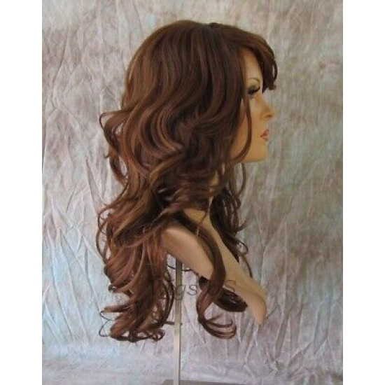 HS PHOENIX | Auburn Strawberry Long Wig Flip Ends Gentle Wave Skin Part HEAT OK 