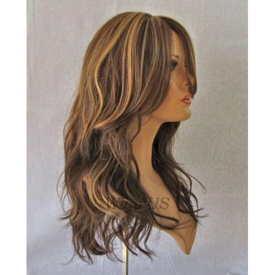 SUNDAY | Long Beachy Waves Wig COLOR CHOICE Heat OK Long Bangs Skin Part Wavy 