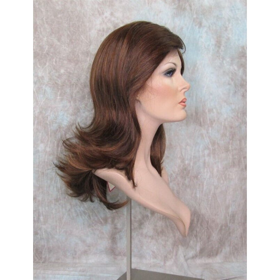 PAULINE | Auburn Brown Mix Long Wig Long Layered Shag Bangs 