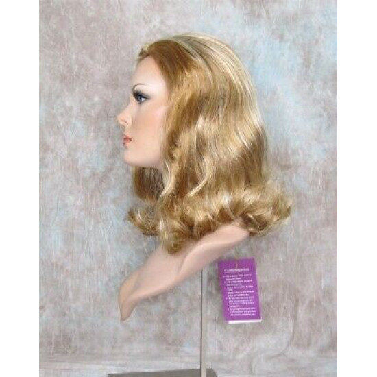 ANGELA 750 | Strawberry Blonde Mix Medium Wig Gentle Waves Skin Top No Bang